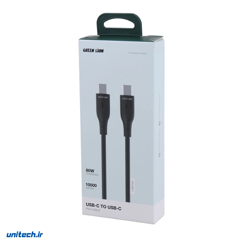 کابل دو سر تایپ سی فست شارژ 60 وات گرین لاین GNPVCUSCTCBK طول 1 متر2